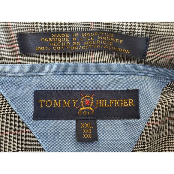 Tommy Hilfiger Button Down Shirt Men's Size XXL Black Mini Herringbone Plaid - Picture 5 of 6